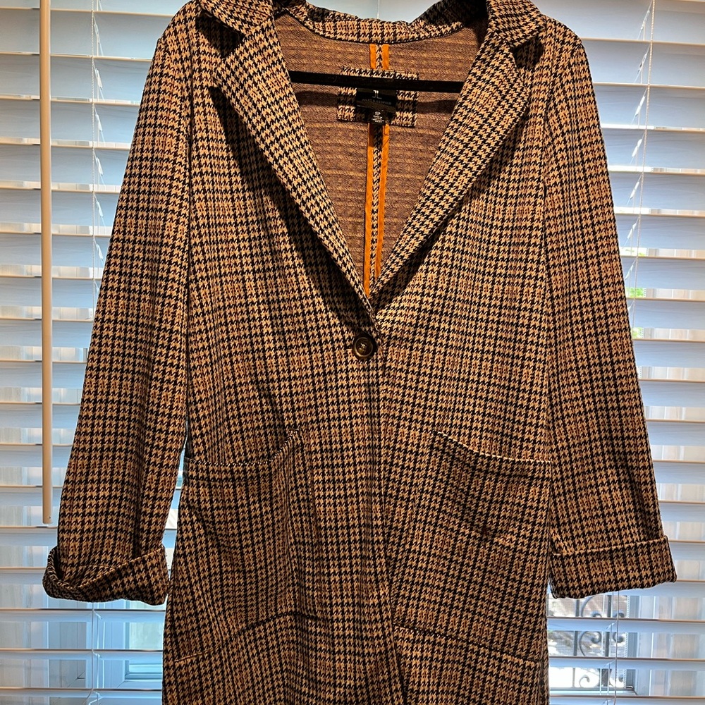 Jules & Leopold Black and Brown Blazer Wool-Blend Structured